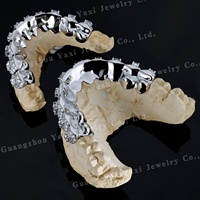 Grillz dentaire personnalisé en argent S925, serti de moissanite VVS sans défaut et de diamants de laboratoire, pour dents supérieures et inférieures, tailles 10, 8, 6, certifié par un tiers, style Hip Hop
