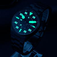 Montre-bracelet mécanique automatique pour homme, personnalisée en usine, en acier inoxydable, avec lunette octogonale, lumineuse et étanche