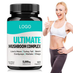 きのこコンプレックスカプセルハーブサプリメント有機マイタケエキス有機チャガエキス有機ターキーテールエキス - Product Image 1
