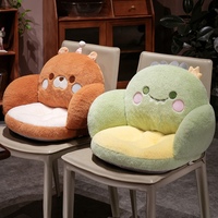 Bantal Duduk Hewan Kartun Anti Selip Alas Sofa Lucu Babi Penguin Dinosaurus Beruang Bulu Halus untuk Anak-anak Dewasa