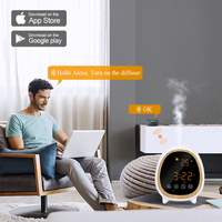 Diffuseur d'arômes intelligent Wi-Fi Tuya Smart Life à grain de bois, avec horloge de chevet et humidificateur à brume froide pour la maison et le bureau (vente en gros)
