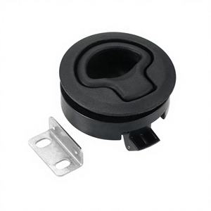 Serrure en plastique noir pour intérieurs de camping-car, serrure à loquet plat de type tirant, serrure de porte à bouton-poussoir, serrure plate ronde encastrée - Product Image 3