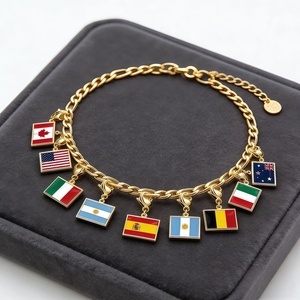 Nouveau Bracelet DIY en Acier Inoxydable avec Breloque Drapeau National Doré Personnalisé pour Homme et <span class=keywords><strong>Femme</strong></span>, Idéal pour la Fabrication de Bijoux, Collection Matchs Mondiaux 2026 - Vente en Gros - Product Image 2