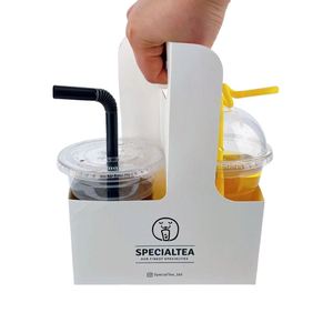 Custom logo Paper <b>Cup</b> Holder <b>Disposable</b> <b>Cup</b> Holder 2/4 Collapsible Takeaway <b>Cup</b> Holder Carrier Tray Packing - Product Image 1
