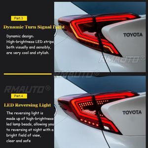 2 pièces Ensemble de feux arrière LED dynamiques traversants pour Toyota CHR 2016-2020, avec DRL, feux de freinage, feux de recul et clignotants dynamiques - Product Image 4