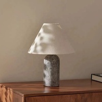 Lampe de table moderne avec base en marbre naturel, éclairage décoratif pour la maison, lampe de chevet de luxe, abat-jour en lin