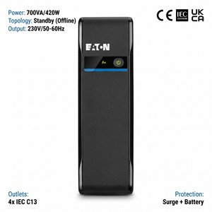 Sistema de Alimentación Ininterrumpida (UPS) de Torre Interactiva de Línea 3P Serie 3P700I 700VA 420W 230V CE ISO para Equipos Eléctricos de Oficina y PC de Escritorio - Product Image 2