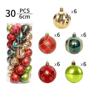 Adornos navideños Bolas de plástico cromadas de 6cm con diseños pintados Decoraciones colgantes para juego de adornos de árbol de Navidad - Product Image 6