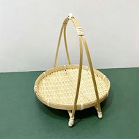 Petit panier en bambou tissé à la main, plateau décoratif pour fruits, bonbons et pâtisseries pour hôtel, banquet de mariage, panier de rangement en bambou