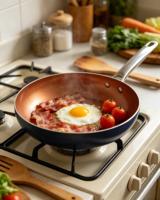 Poêle à frire profonde en aluminium antiadhésif de 24 cm de diamètre avec poignée en acier inoxydable, compatible induction, vente en gros