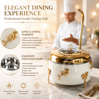 Chauffe-Plat Buffet 8L 10L en Acier Inoxydable 201 Épaissi Blanc Doré avec Couvercle Visible Suspendu pour Hôtels et Banquets de Mariage