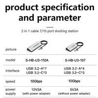 Base de Conexión USB C 7 en 1 FJGEAR, Compatible con Dos Monitores, HDMI, VGA, 100W PD, 3 Puertos USB para Laptop Windows y Mac