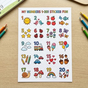 Hoja de Pegatinas Personalizadas Ecológicas con Números Recortados para la Educación Infantil, Actividades Escolares y Diversión Escolar - Product Image 3