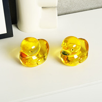 Figuras de Pato Amarillo de Cristal, Coleccionables, Figura de Animal de Vidrio para Decoración de Mesa y Hogar, Artículo de Decoración, Pisapapeles