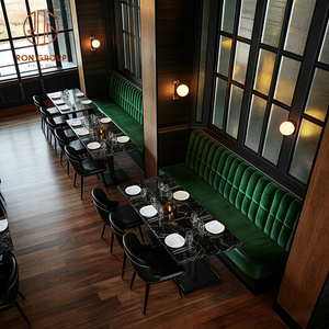 Set di Mobili di Lusso per Caffetteria Commerciale, Divano Quadrato in Velluto Verde, Arredamento per Hotel <span class=keywords><strong>e</strong></span> Ristoranti, Tavolo <span class=keywords><strong>e</strong></span> <span class=keywords><strong>Sedie</strong></span> - Product Image 5