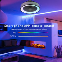 Ventilateur de plafond LED moderne à profil bas avec télécommande et lumière RGB, moteur DC, corps en acrylique pour salon