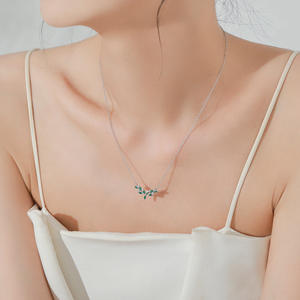 Collar de hoja de olivo en plata de ley S925, versión en cobre personalizable, adecuado para uso diario o como regalo de San Valentín. - Product Image 2