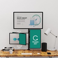 Support de moniteur à trois écrans de 32 pouces, 90 degrés, support de montage sur bureau, pince de fixation, support de moniteur de table, nouveau, noir