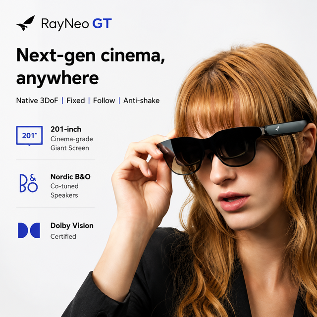 RayNeo GT Flagship AR Smart Glasses Native 3DoF Spatial Hovering High-Definition Immersive XR Device No Charging Required