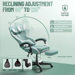 <span class=keywords><strong>Chaise</strong></span> de jeu avec repose-pieds pour les joueurs et les amateurs d'esports Coussin confortable <span class=keywords><strong>Chaise</strong></span> de jeu en tissu <span class=keywords><strong>bleu</strong></span> <span class=keywords><strong>ciel</strong></span> avec repose-pieds - Product Image 5