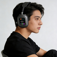 Headphone Nirkabel Dinamis Model Pribadi Pabrik dengan Lampu RGB, Tahan Air IPX5, Layar, dan Desain On-ear & Over-ear