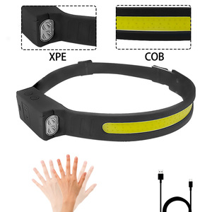 Lampe frontale intelligente à détecteur de mouvement XPE COB LED rechargeable 2000mAh avec bande réglable pour la pêche nocturne et l'utilisation en extérieur - Product Image 3