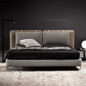 真皮特大床意大利现代豪华卧室进口现代最新磨砂皮家居家具床头板软床