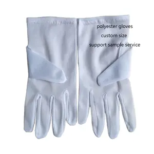 中国供应商指尖耐磨技术定制安全防水白色涤纶手套