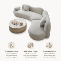 Canapé Boucle Courbé Moderne Minimaliste en Tissu Crème, Canapé Sectionnel pour Salon