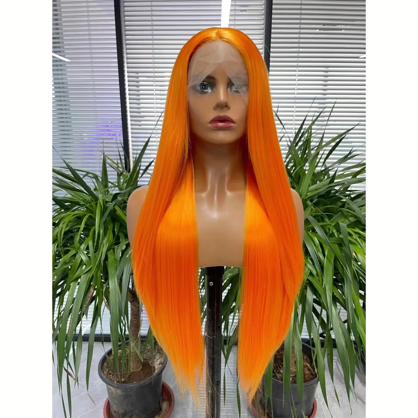 Frontal Wig Ginger Orange Red Purple Wigs Lace Front Human Hair For Black Women Long Soft Swiss Lace Straight Synthetic 1 Pcs