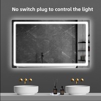 Miroir de salle de bain mural intelligent LED moderne anti-buée, forme rectangulaire, écran tactile, verres éclairés, hôtel, villa