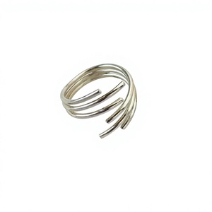 Bague ouverte géométrique minimaliste en argent 925, unisexe, pour tous les jours, bague simple - Product Image 1