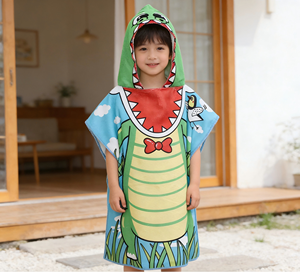 Toalla de Playa Infantil Personalizada 100% Microfibra con Capucha, Secado Rápido, Diseño Animal Rectangular con Patrones de Dibujos Animados Deportivos - Product Image 4