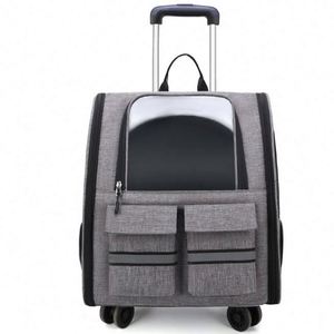 Free Sample Cat bag <b>Trolley</b> Suitcase Pet <b>Trolley</b> Suitcase Cat Backpack Panoramic breathable <b>foldable</b> backpack Pet supplies - Product Image 1