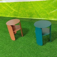 Table d'appoint de balcon en aluminium de style nordique, table basse ronde minimaliste avec rangement pour petits espaces