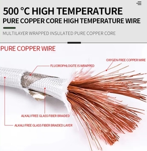 Câble de cuisson électrique tressé en fibre de verre et mica, résistant au feu, 500°C, 600°C, 800°C, 1000°C, pour <span class=keywords><strong>four</strong></span> à extrusion interne - Product Image 2