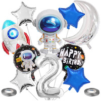 Lot de 10 ballons décoratifs sur le thème de l'espace : Astronaute, Fusée, Lune, Étoile, Garçon, Galaxie – Idéal pour Anniversaire, Halloween, Remise de diplôme