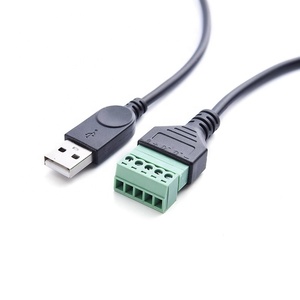 Адаптер USB 2.0 (штекер-гнездо), <span class=keywords><strong>5</strong></span>-контактный, черный, медный, без пайки, с винтовым креплением, конвертер, удлинитель, кабель, разъем, аксессуары - Product Image 1