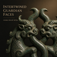 Sacred Union Totem Antico Qiang in Metallo Fuso 3D, Statuetta Guardiana d'Arte Culturale da Collezione