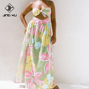 Vestido de Lino de Playa Personalizado de Talla Grande, Vestidos Estampados Personalizados para Mujer, Diseño Personalizado OEM, Vestidos Casuales - Product Image 1