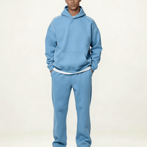 Custom Embroidery Sweatshirt Hoodies 100% Cotton <b>Oversized</b> Tracksuit Print Logo Men Hoodies Sweatpants <b>Jogger</b> Set Tracksuit - Product Image 2
