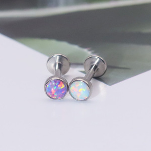 Pendientes de bola de acero inoxidable de 1.2x6mm, 1.2x8mm, 1.2x10mm con incrustaciones de ópalo para piercing de nariz, labio y oreja. - Product Image 3