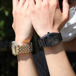 UWIN Hip Hop Golden Full Iced Out orologi Bling Bling Bling Unisex <span class=keywords><strong>orologio</strong></span> uomo <span class=keywords><strong>donna</strong></span> gioielli di lusso - Product Image 5