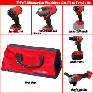Ensemble d'outils sans fil 5-en-1 à batterie lithium, design ergonomique en plastique 18V, haute performance, sac à outils pour travaux d'ingénierie - Product Image 1