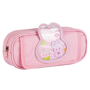 Trousse à crayons transparente rose Deli BC223 avec <span class=keywords><strong>film</strong></span> flash, grande capacité, sac de papeterie multifonction pour filles, lot de 192 pièces par carton, meilleur prix - Product Image 1