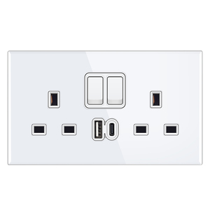 Chất lượng cao giá rẻ Glass bảng điều chỉnh sang trọng màu đen tường chuyển đổi anh tường ổ cắm kép A + C ổ cắm thiết kế mới - Product Image 2