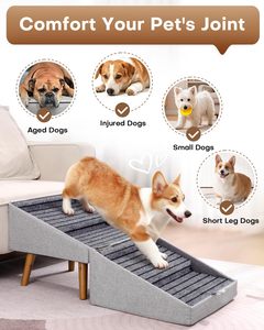 ZMaker Nuevas Escaleras y Otomana 2 en 1 para Mascotas, Escaleras Plegables para Perros para Sofá, Escaleras Antideslizantes de Madera para Mascotas con Diseño de Otomana Dividida - Product Image 5