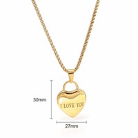 Joyería de Moda que No se Desvanece, Collar con Colgante de Corazón de Acero Inoxidable Chapado en Oro de 18K, Joyería de Moda México