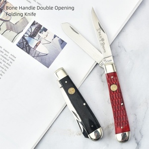 Cuchillo de injerto de doble hoja personalizable, grado OEM, cuchillo de bolsillo DIY, hoja de acero inoxidable afilada como una navaja, mango de acero, 18.5cm de largo total - Product Image 3