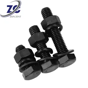 China Oem M4-M24 Hex Flens Zwart 8.8 Gradestandard Maat Hoge Treksterkte Ploegbaan Schoenbouten En Moeren